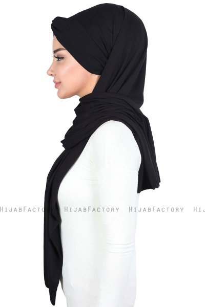 Mikaela - Schwarz & Blau Baumwolle Praktisch Hijab