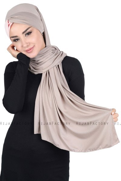 Mikaela - Taupe & Altrosa Baumwolle Praktisch Hijab