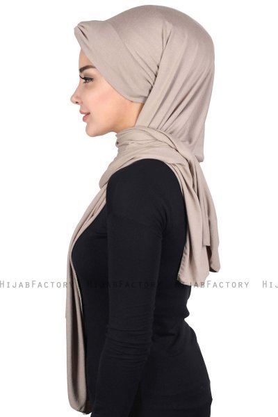 Mikaela - Taupe & Altrosa Baumwolle Praktisch Hijab