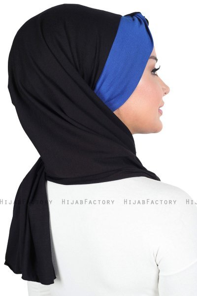 Mikaela - Schwarz & Blau Baumwolle Praktisch Hijab