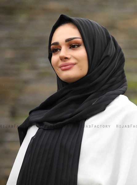 Mounira - Schwarz Chiffon Hijab - Mirach