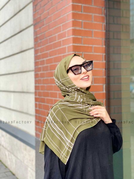 Muna - Khaki Gemustert Crepe Hijab - Mirach