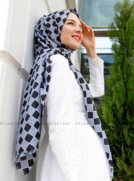 Nakia - Schwarz Gemustertes Hijab - Sal Evi