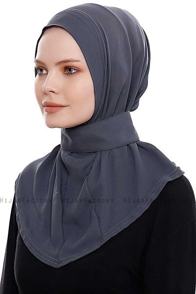 Narin - Anthrazit Praktisch Fertig Crepe Hijab