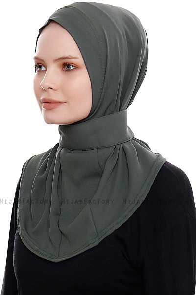 Narin - Khaki Praktisch Fertig Crepe Hijab