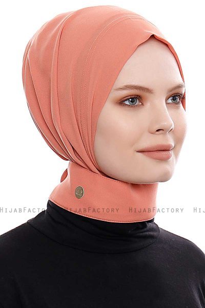 Narin - Lachsfarbe Praktisch Fertig Crepe Hijab