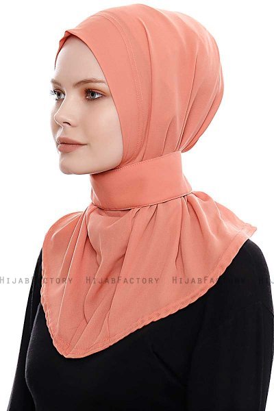 Narin - Lachsfarbe Praktisch Fertig Crepe Hijab