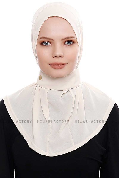 Narin - Leichte Beige Praktisch Fertig Crepe Hijab