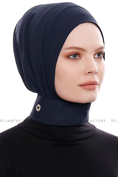 Narin - Navy Blau Praktisch Fertig Crepe Hijab