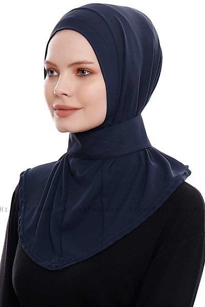 Narin - Navy Blau Praktisch Fertig Crepe Hijab