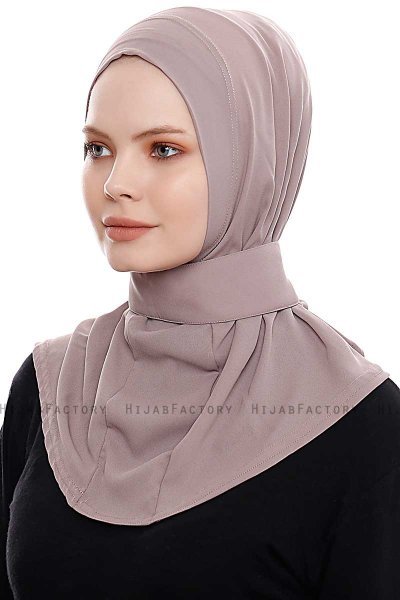 Narin - Dunkeltaupe Praktisch Fertig Crepe Hijab