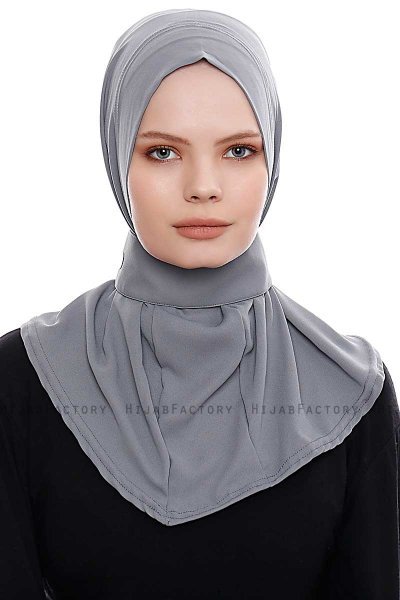 Narin - Dunkelgrau Praktisch Fertig Crepe Hijab