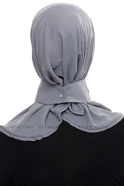 Narin - Dunkelgrau Praktisch Fertig Crepe Hijab