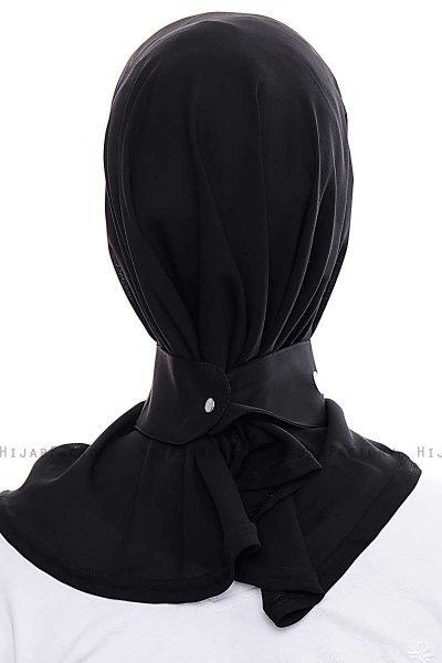Narin - Schwarz Praktisch Fertig Crepe Hijab