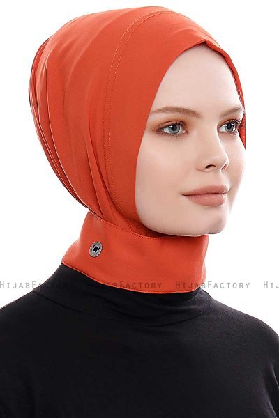 Narin - Ziegelrot Praktisch Fertig Crepe Hijab