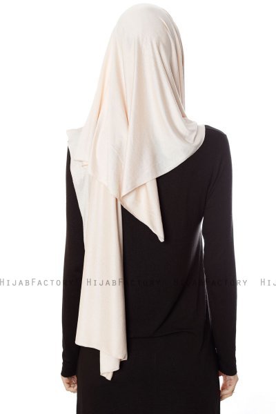 Naz - Leichte Beige & Creme Praktisch Fertig Hijab - Ecardin