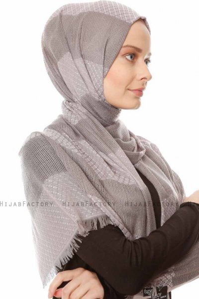 Necla - Grau Zweifarbig Hijab - Özsoy
