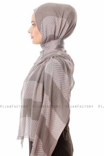 Necla - Grau Zweifarbig Hijab - Özsoy