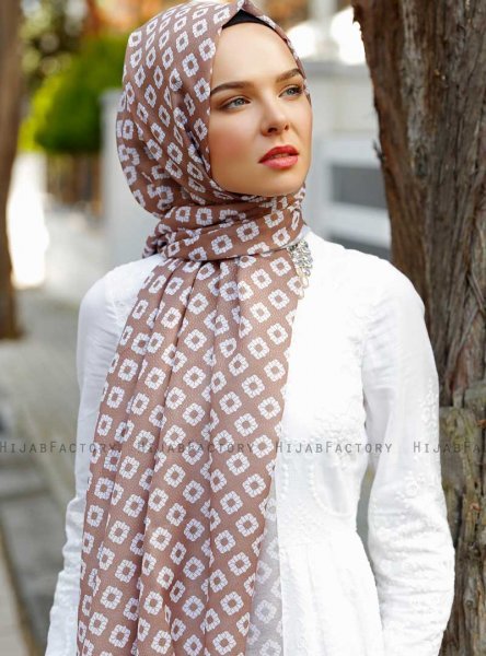 Nesrin - Braun Gemustertes Hijab