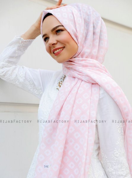 Nesrin - Rosa Gemustertes Hijab - Sal Evi