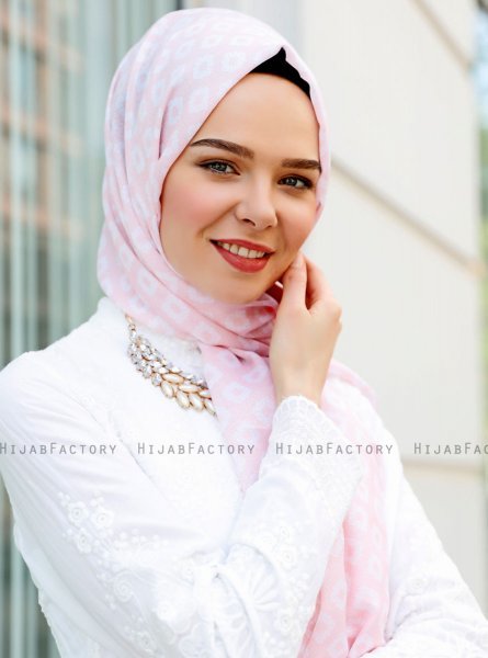 Nesrin - Rosa Gemustertes Hijab - Sal Evi
