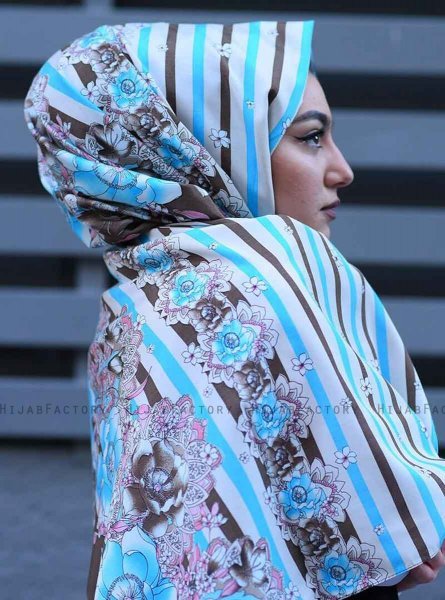 Niusha - Taupe Gemustert Voile Hijab