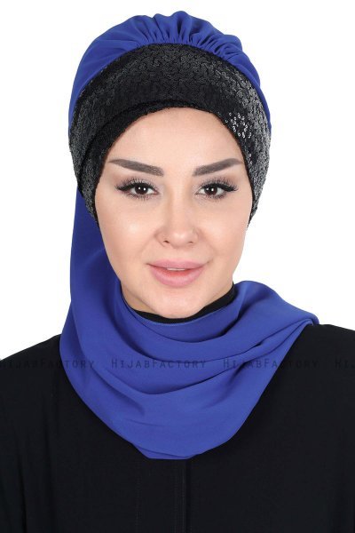 Olga - Blau & Schwarz Praktisch Hijab