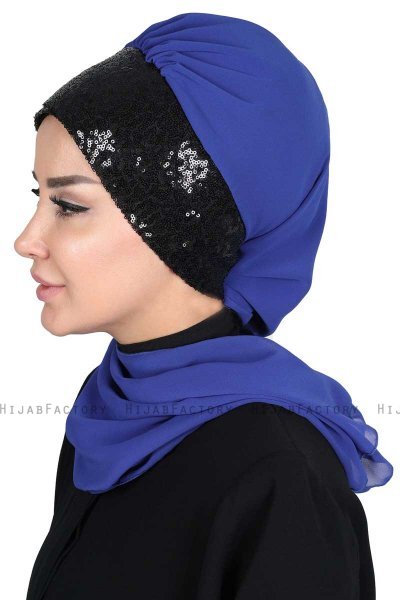 Olga - Blau & Schwarz Praktisch Hijab