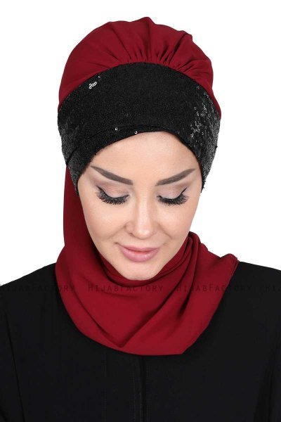 Olga - Bordeaux & Schwarz Praktisch Hijab