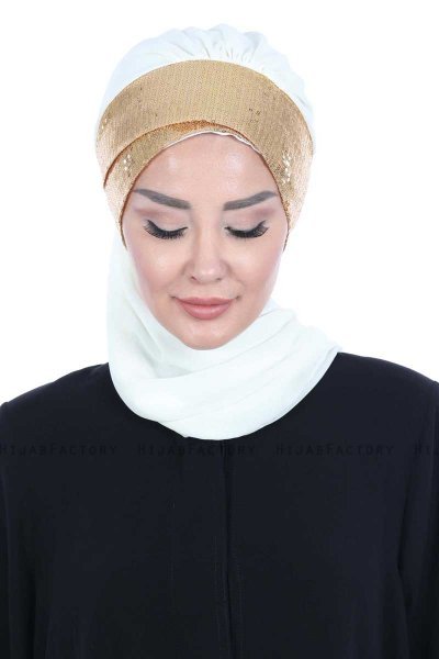 Olga - Creme & Gold Praktisch Hijab