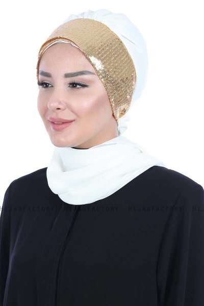 Olga - Creme & Gold Praktisch Hijab