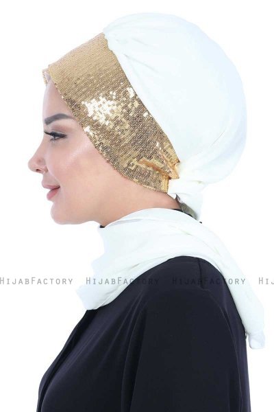 Olga - Creme & Gold Praktisch Hijab