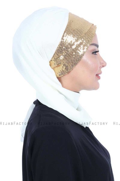 Olga - Creme & Gold Praktisch Hijab