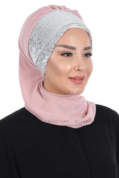 Olga - Altrosa & Silber Praktisch Hijab