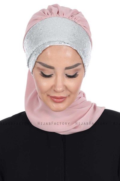 Olga - Altrosa & Silber Praktisch Hijab