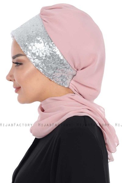 Olga - Altrosa & Silber Praktisch Hijab