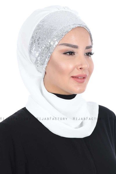 Olga - Offwhite & Silber Praktisch Hijab