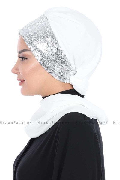Olga - Offwhite & Silber Praktisch Hijab