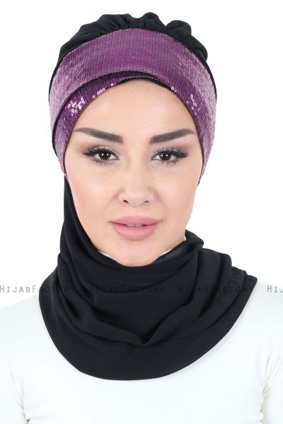 Olga - Schwarz & Fuchsie Praktisch Hijab