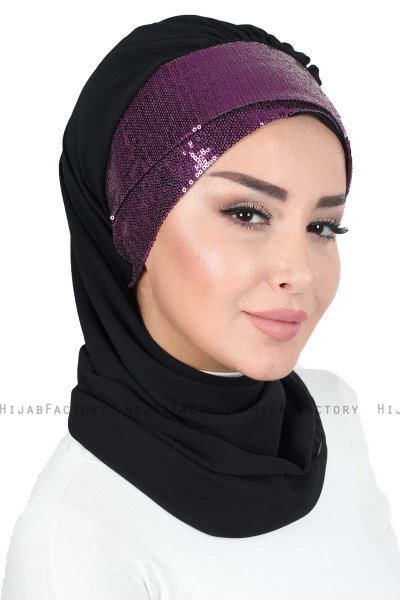 Olga - Schwarz & Fuchsie Praktisch Hijab
