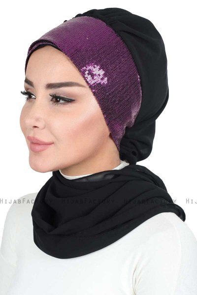 Olga - Schwarz & Fuchsie Praktisch Hijab