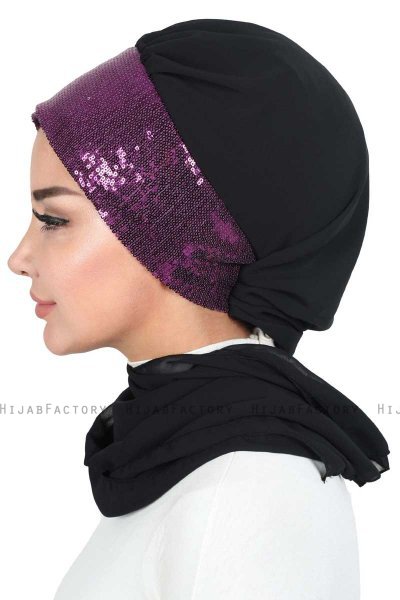 Olga - Schwarz & Fuchsie Praktisch Hijab