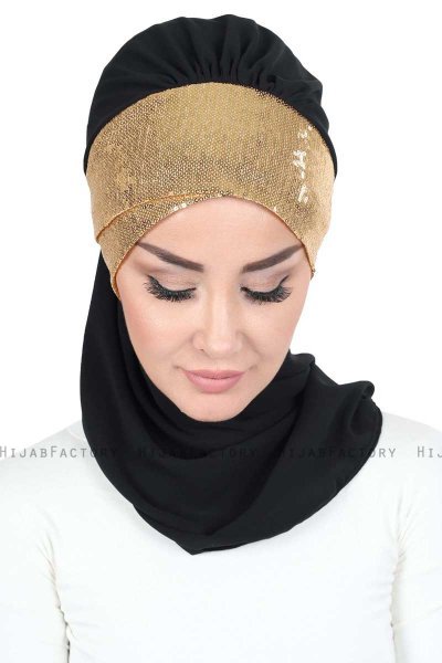 Olga - Schwarz & Gold Praktisch Hijab