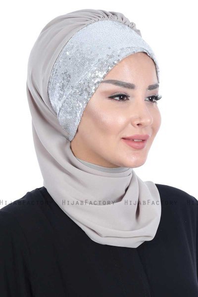 Olga - Taupe & Silber Praktisch Hijab