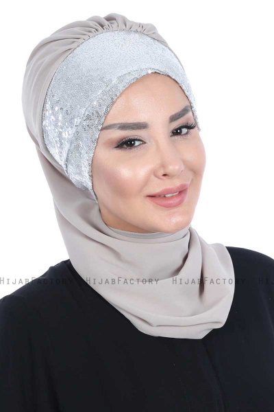 Olga - Taupe & Silber Praktisch Hijab