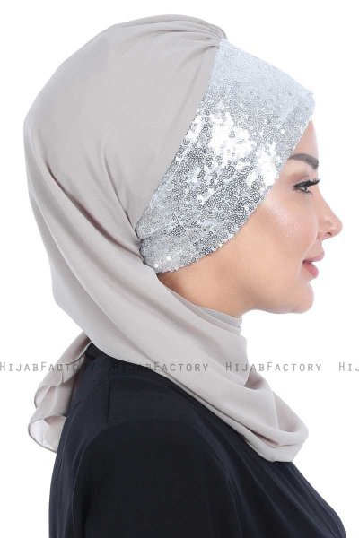 Olga - Taupe & Silber Praktisch Hijab