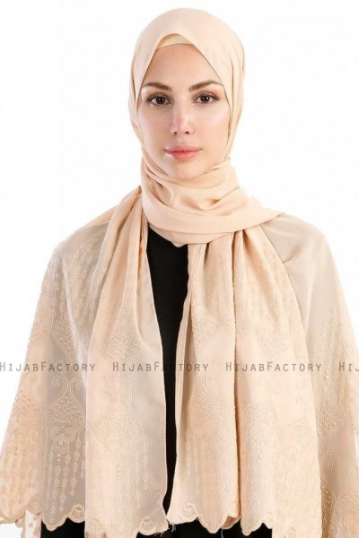 Özlem Beige Hijab Sjal Madame Polo 130007-1