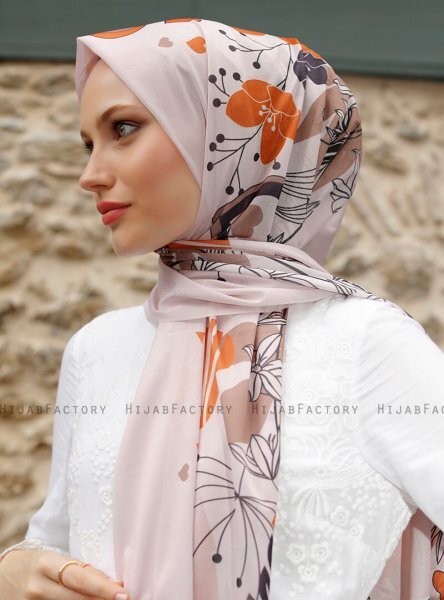 Pariza - Braun Blatt Gemustertes Hijab
