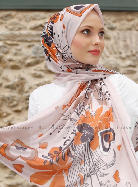 Pariza - Braun Blatt Gemustertes Hijab