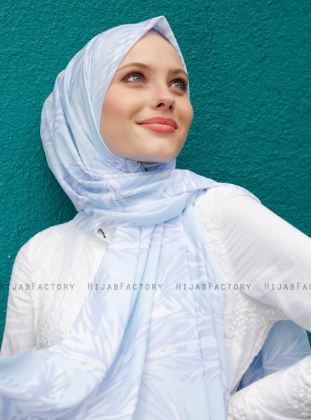 Pariza - Hellblau Gemustertes Hijab